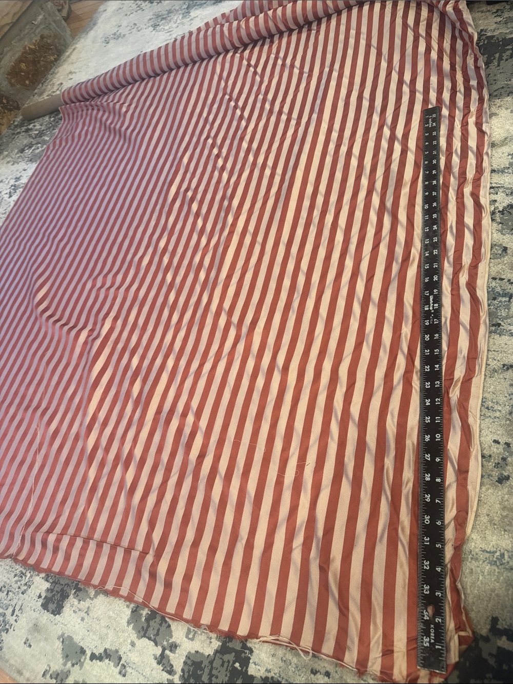 Rust and blush Striped Fabric. 46”x 3 yards. - Picture 4 of 13